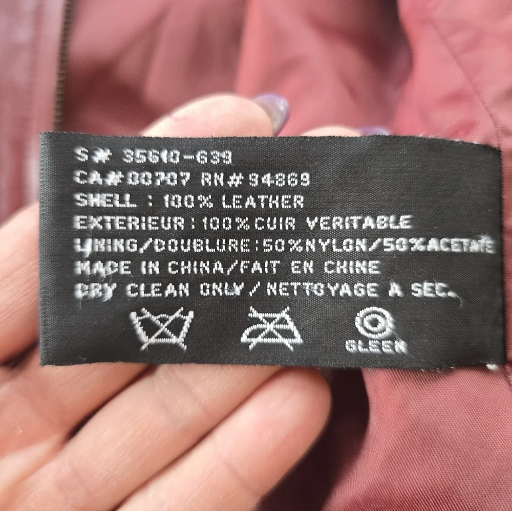 Tribal Deep Red Leather Moto Inspired Zip Up Jacket 8 - Picture 8 of 8